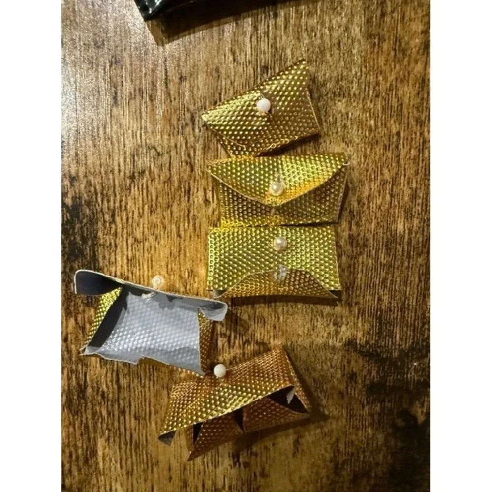 Gold Textured Miniature Dollhouse Envelopes with Pearl Accent 5 Piece Set